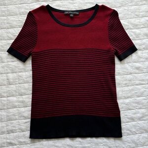 Brooks Brothers knit short sleeve shirt - red & black stripe - size S